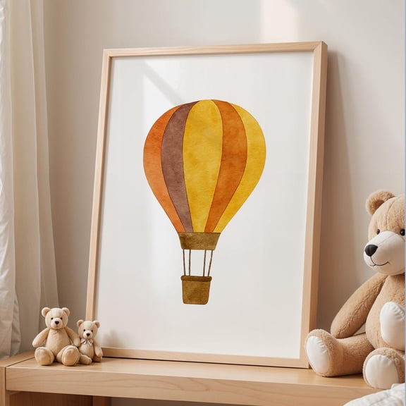 Retro Hot Air Balloon Nursery Poster: Adventure Theme, Unframed Poster Size 16x24