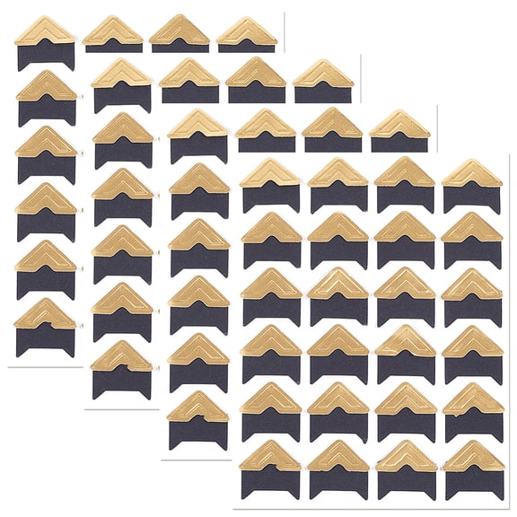 Retro Hot Stamping Paper Photo Corner Self-Adhesive Stickers for DIY Scrapbook Picture Album Personal Journal golden 127x92x0.5mm Sticker: 21x20.5mm