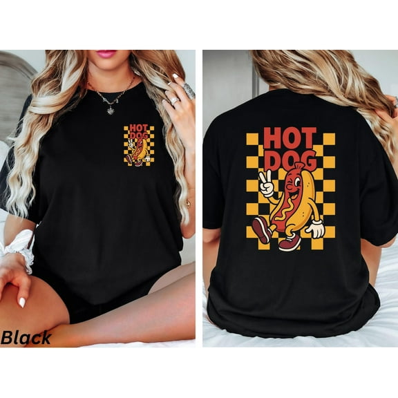 Retro Hotdog Tee, Fun Hot Dog Graphic T-Shirt, Hot Dog Lover Shirt, Unisex Casual Tee, Food Lover's Shirt, BBQ Apparel, Street Style, , F1804 Tshirt All Size S-5XL
