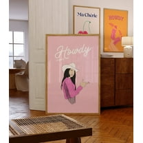 Retro Howdy Cowgirl Print-Preppy Pink Posters-Girly Wall Art-Teen Girl Room Decor-Western Lets Go Girls Posters-Rodeo Howdy Disco Wall Art Wall Art, Modern Wall Decor, 8x12 UNFRAMED