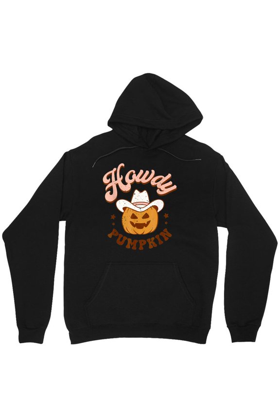 Retro "Howdy Pumpkin" Fall Autumn Western Graphic Halloween Costume Funny Simple M7851 Unisex Hoodie, Up to Size 5XL