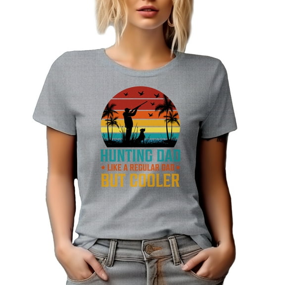 Retro Hunting Dad, Like a Regular Dad but Cooler, Hunter Quote, Heather Grey T-Shirt, Medium