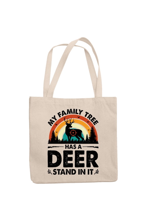Retro Hunting Enthusiast or Hunter Family Themed, 12oz Canvas Tote Bag