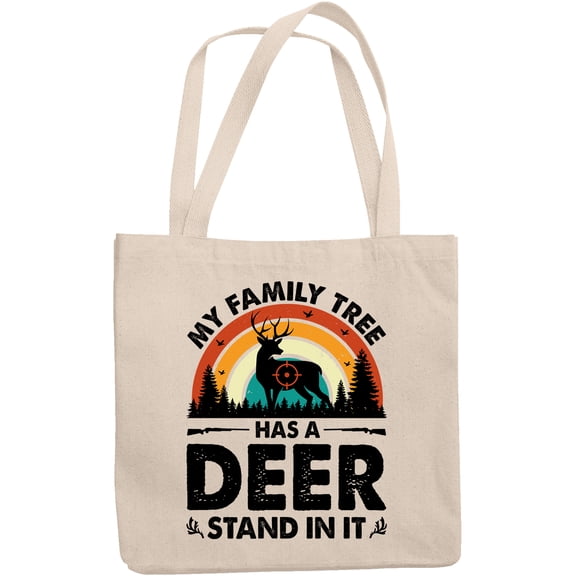 Retro Hunting Enthusiast or Hunter Family Themed, 12oz Canvas Tote Bag