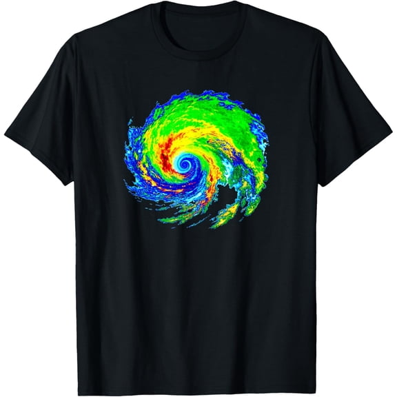 Retro Hurricane Radar Weather Map Graphic T-Shirt - Cool Meteorologist Storm Chaser Science Tee for Men and Women