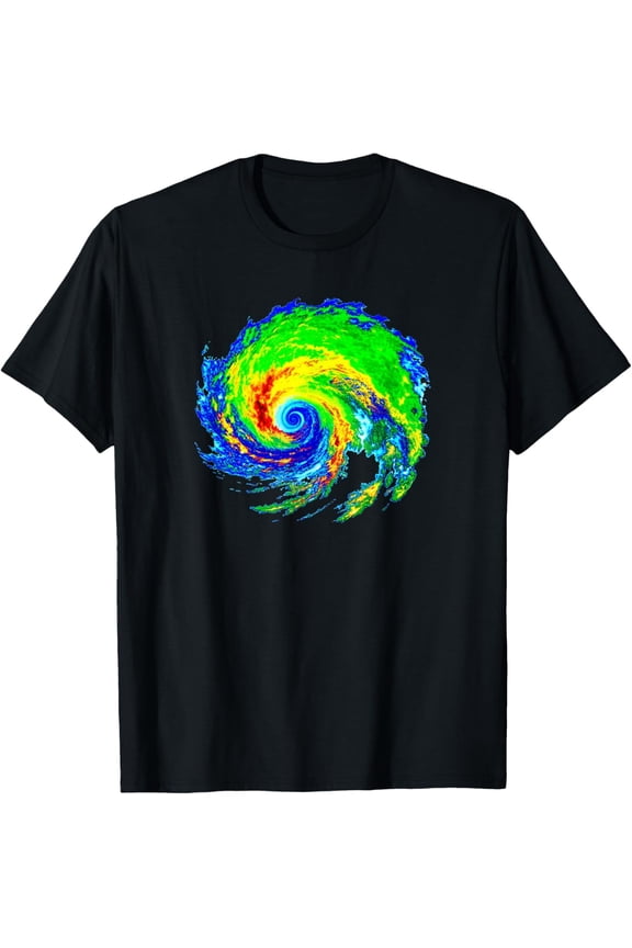 Retro Hurricane Radar Weather Map Graphic T-Shirt - Cool Meteorologist Storm Chaser Science Tee for Men and Women