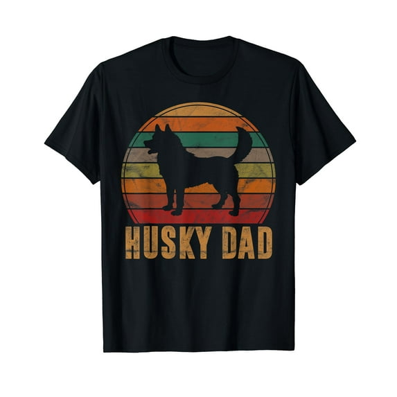 Retro Husky Dad Gift Dog Owner Pet Siberian Huskies Father T-Shirt Men Vintage Tshirt