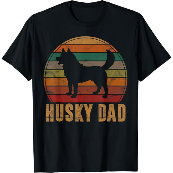 Retro Husky Dad Gift Dog Owner Pet Siberian Huskies Father T-Shirt