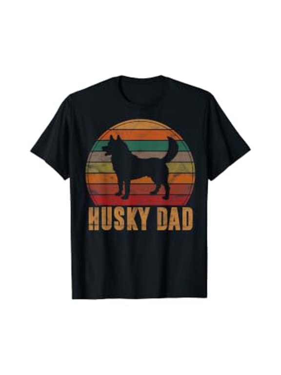 Retro Husky Dad Gift Dog Owner Pet Siberian Huskies Father T-Shirt