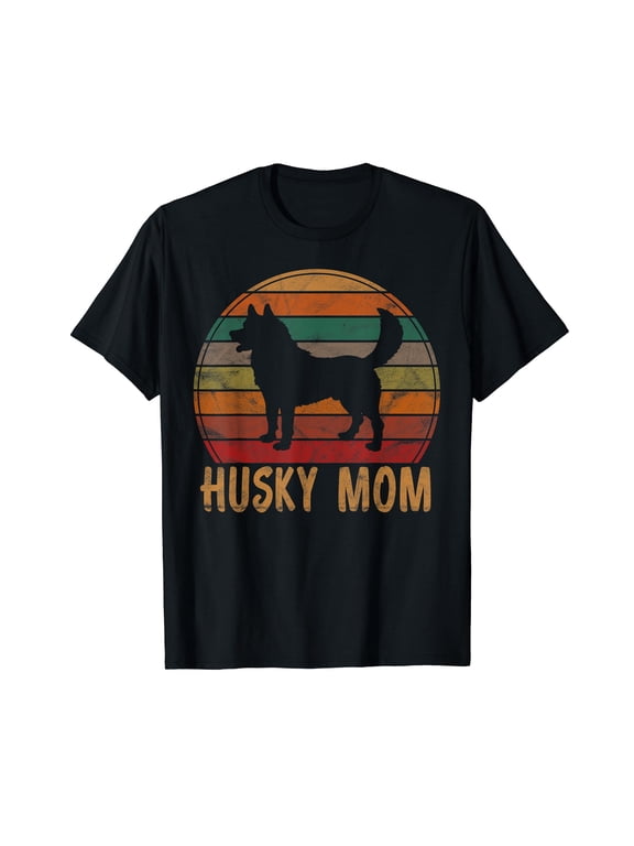 Retro Husky Mom Gift Dog Mother Pet Siberian Huskies Mama T-Shirt