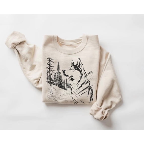 Retro Husky Sweatshirt, Vintage Style Wildlife Crewneck Sweater, Outdoor Adventure Apparel, Dog Lover 495 Sweatshirt All Size S-5XL