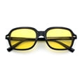 thumbnail image 1 of Retro Hustler Oval Rectangular Plastic Mid Horn Rim Vintage Vibe Sunglasses Black -Yellow, 1 of 8