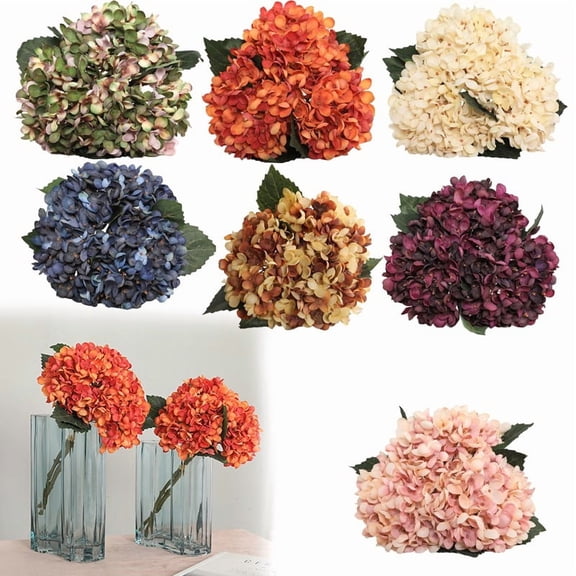 Retro Hydrangea Pink, Artificial Flowers Artificial Flowers Full Hydrangea Diy Faux Flower Silk Reusable Floral Plant for Bridal Wedding Make Your Life Be Full of Vitality Good Memories