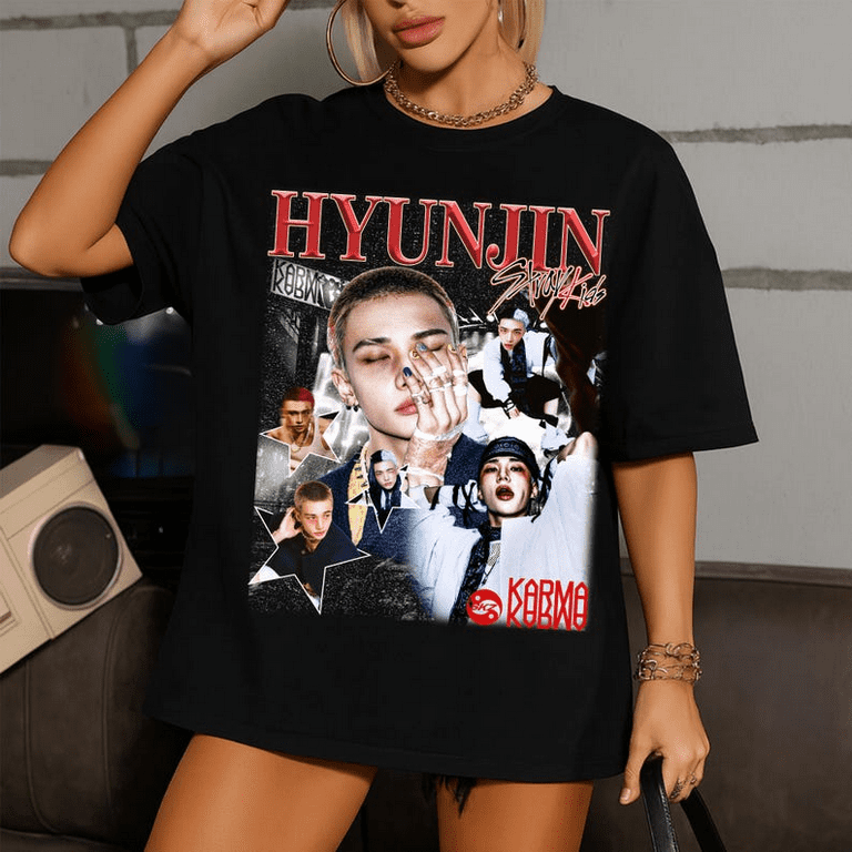 Retro Hyunjin Kpop T-Shirt, Stray Kids Karma Album Shirt, Stray Retro Hyunjin Kpop T-Shirt, Stray Kids Karma Album Shirt, Stray