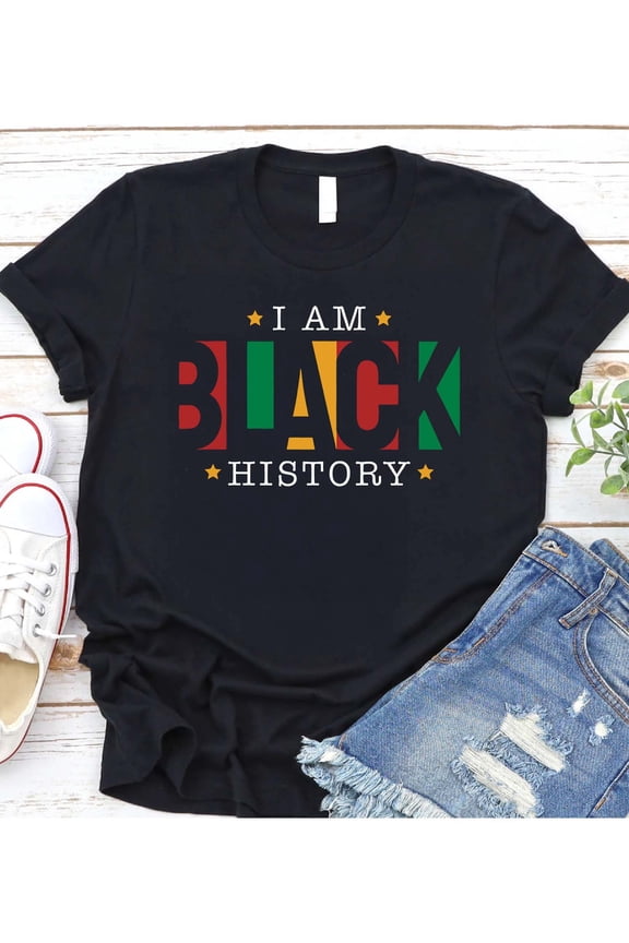 Retro I Am Black History Month T-Shirt - African American Pride Empowerment Tee - Pan-African Colors Vintage Graphic Top for Men and Women