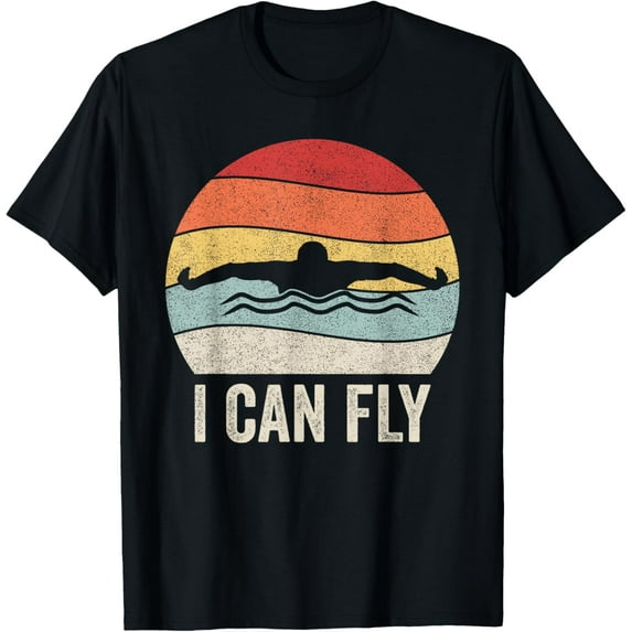 Retro I Can Fly Swimming Team Shirt Swim Coach Swimmer Gift T-Shirt