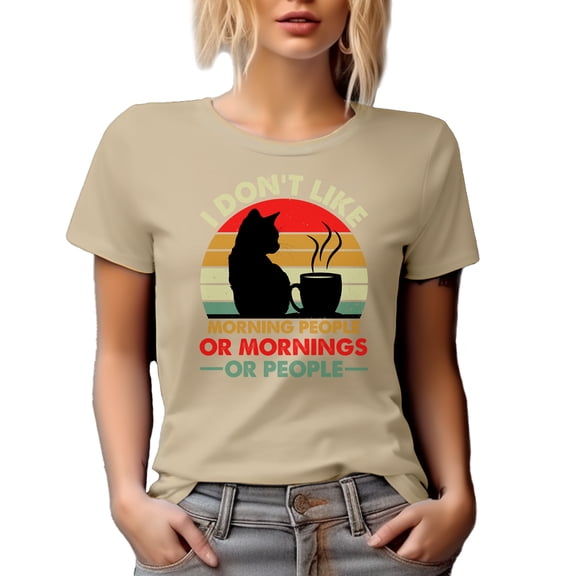 Retro I Don't Like Morning People or Mornings or People, Afternoon or Night Person, Tan T-Shirt, 2XL