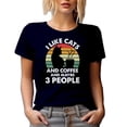 thumbnail image 1 of Retro I Like Cats and Coffee and Maybe 3 People - Cat Lover Introvert, Navy Blue T-Shirt, Medium, 1 of 5