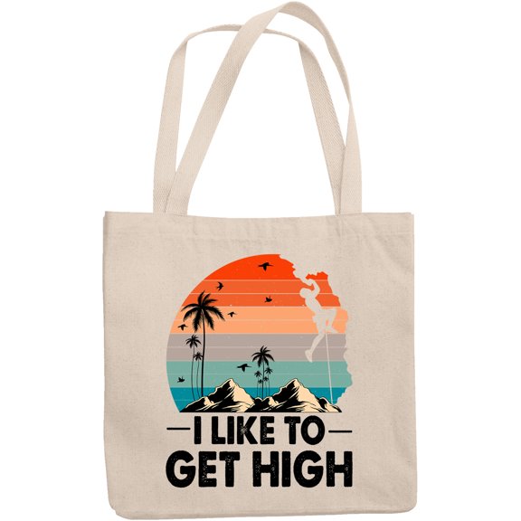 Retro I Like to Get High, Mountain Climber or Rock Climbing Enthusiast, 12oz Canvas Tote Bag