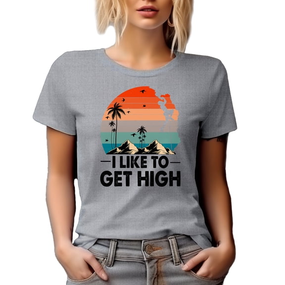 Retro I Like to Get High, Mountain Climber or Rock Climbing Enthusiast, Heather Grey T-Shirt, 3XL