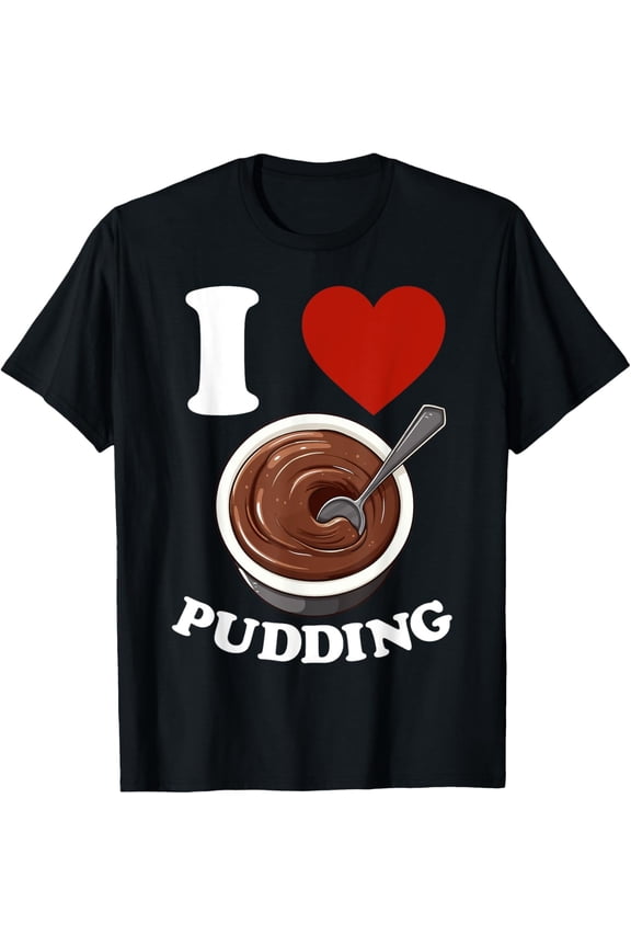 Retro I Love Chocolate Pudding Graphic Tee Funny Dessert Lover Foodie T-Shirt for Men and Women Cute Snack Apparel