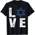 thumbnail image 1 of Retro I Love Israel Shirt Jewish Gifts Star of David Israeli T-ShirtMen's and women's gift, black and white T-shirt, size: Extra large S-4XL, 1 of 4