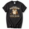 thumbnail image 1 of Retro I’M Not Overthinking Pre Solving Problems Owl T-Shirt – Vintage Humor – Unisex Casual Wear, 1 of 6