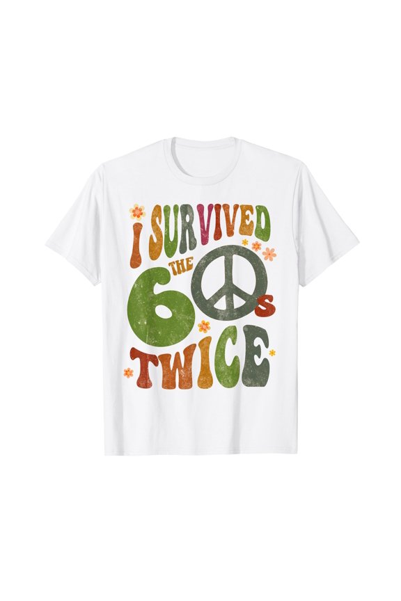 Retro I Survived The Sixties Twice T-Shirt for Fun 70th Birthday Celebrations