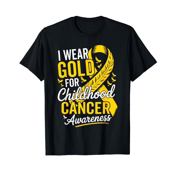 Retro I Wear Gold for Childhood Cancer Awareness Gold Ribbon T-Shirt