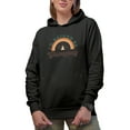 thumbnail image 1 of Retro I'd Rather Be Glamping with Rainbow & Tent Art Merch Gift, Black Hooded Sweatshirt or Hoodie, Small, 1 of 5