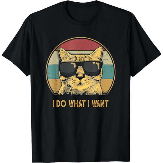 Retro I do what I want cat funny cat lover Unisex T-Shirt for Men Women Kids Toddler,Black Color,Size 2XL