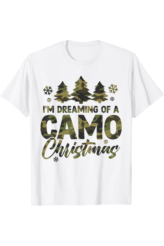 Retro I'm Dreaming Of A Camo Christmas Camouflage Xmas Tree T-Shirt tee