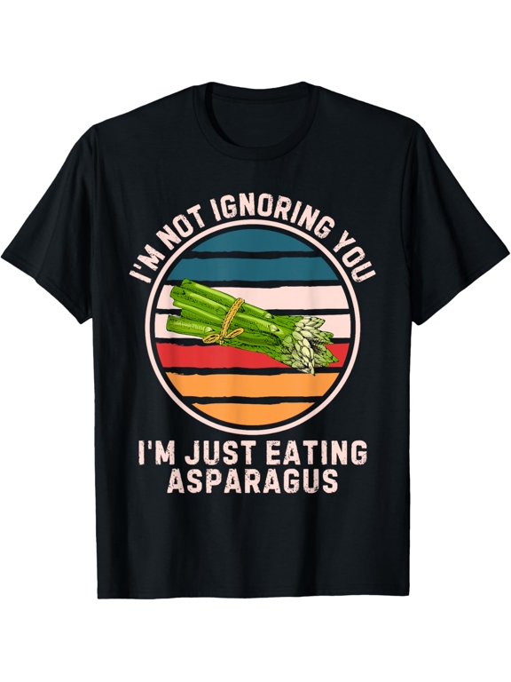 Retro I'm Not Ignoring You I'm Just Eating Asparagus T-Shirt mens t shirtblackwomenfunnymisfitsmenjourney