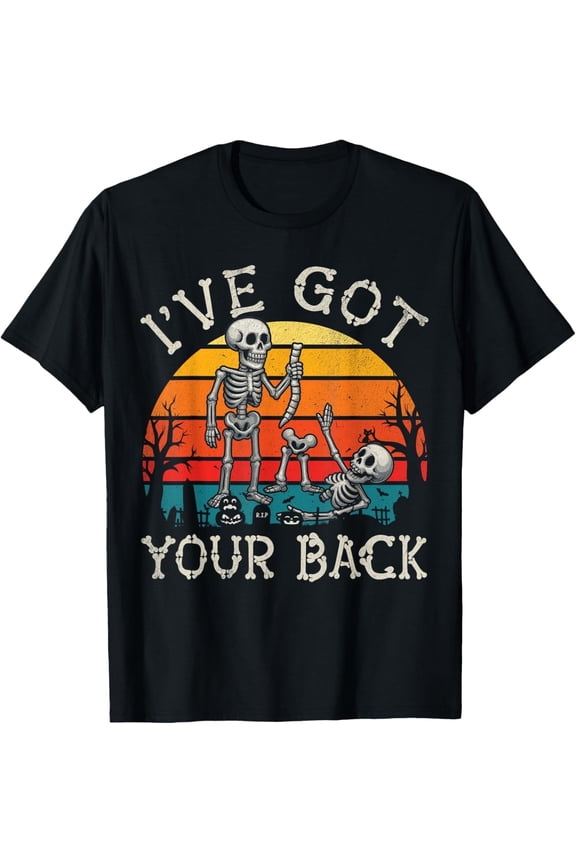 Retro I've Got Your Back Funny Halloween Skeleton Costume T-Shirt