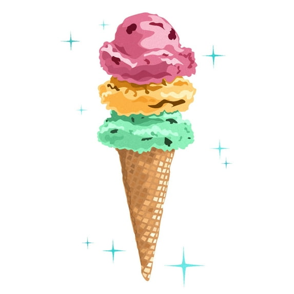 Retro Ice Cream Cone (24x36 Giclee Gallery Art Print, Vivid Textured Wall Decor)