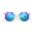 thumbnail image 1 of Retro Iconic Color Mirror Round Horn Rim Hipster Plastic Sunglasses Frost - Teal Mirror, 1 of 8