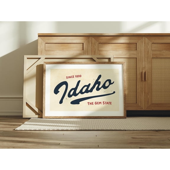 Retro Idaho Art Gem State Idaho Wall Decor United States Wall Art Unframed Paper Print