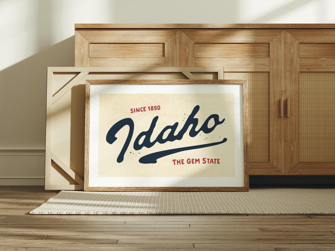 Retro Idaho Art Print Gem State Idaho Poster Idaho Wall Decor Retro ...