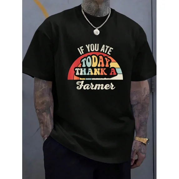 Retro If You Ate Today Thank A Farmer Graphic Tee Vintage Agriculture Appreciation Men's Unisex Short Sleeve T-Shirt
