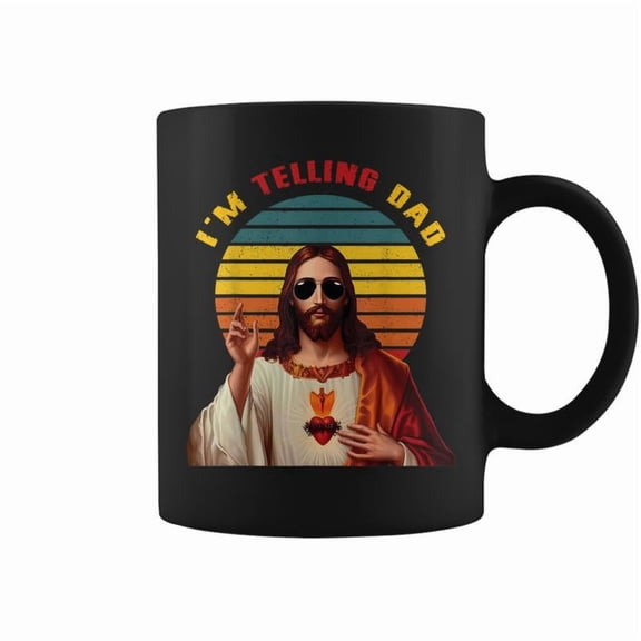 Retro Im Telling Dad Christian Fathers Day Jesus Meme Coffee Mugs