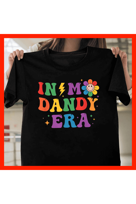 Retro In My Dandy Era T-Shirt, 70s Groovy Flower Smiley Lightning Bolt Tee, Vintage Aesthetic Graphic Shirt H406, for Unisex, Up to Size 5XL