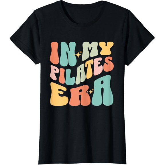 Retro In My Pilates Era Pilates Groovy Women Funny Pilates T-ShirtMen and women, Black T-shirt, size: Extra large