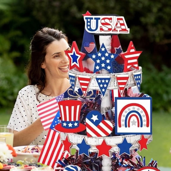 Retro Independence Day Layered Tray Decoration Atmosphere Layout Desktop Decoration