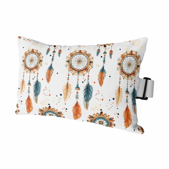 Retro Indian Totem Outdoor Pillow for Chaise Lounge Chair,Abstract Ancient Patterns Waterproof Headrest Lumbar Pillows with Insert&Elastic Strap for Patio Pool Garden Chairs Decor,1 Pack