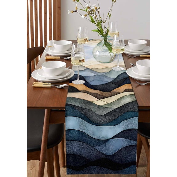 Retro Indian Totem Table Runner 13x90in Non-Slip Cotton Linen Table Runners, Abstract Ancient Patterns Dresser Scarves TableRunner for Dinner Kitchen Dining Wedding Party