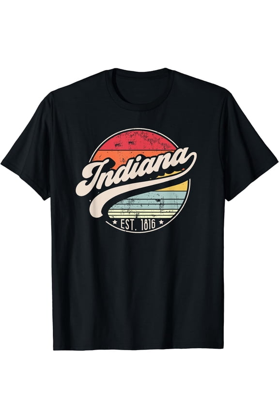 Retro Indiana Home State IN Cool 70s Style Sunset T-Shirt