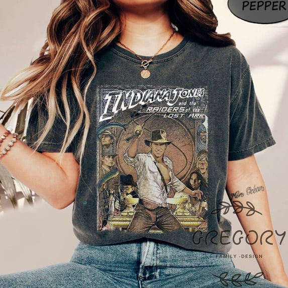 Retro Indiana Jones Adventure Disneyland 1995 Comfort Colors T-Shirt, Disney Vintage Style Shirt,Pepper color,size 2XL