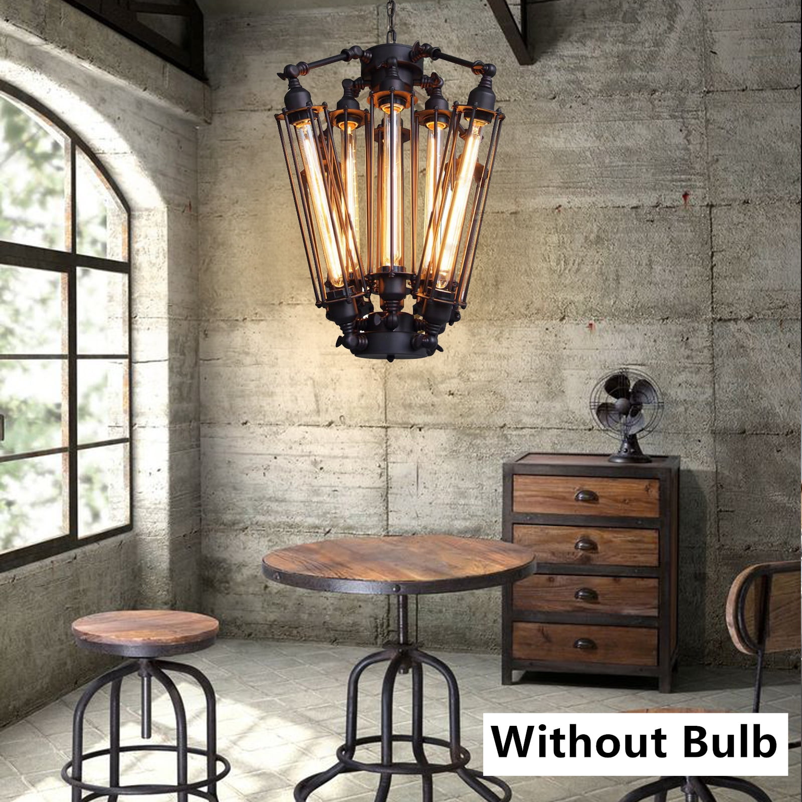 Retro Industrial Ceiling Light Rustic Steampunk Chandelier Cage Pendant Lamp Without Bulb