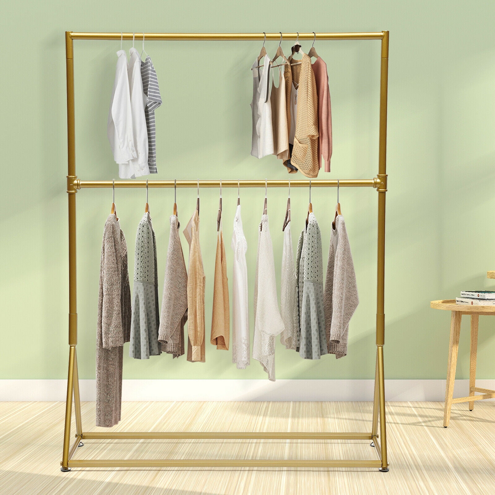 Retro Industrial Clothing Garment Rack 1.6m Freestanding Metal Clothes Rack NEW Walmart