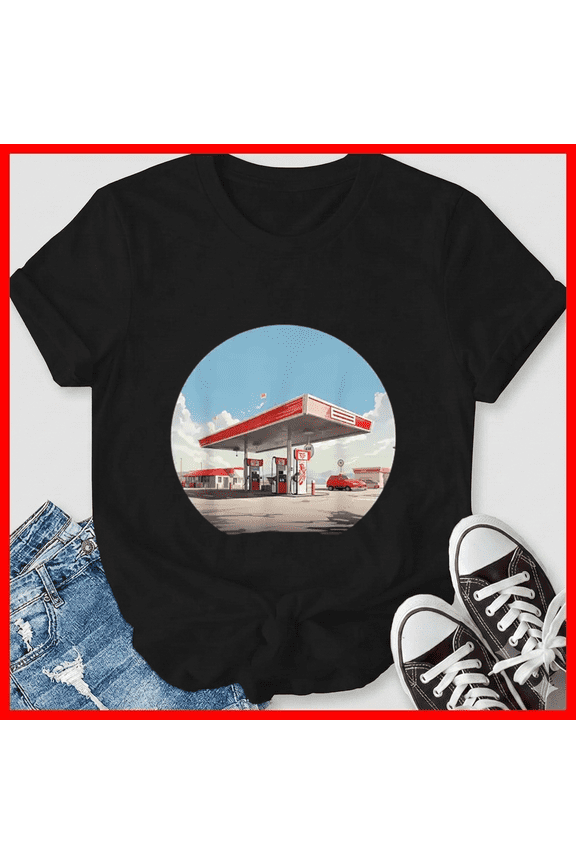 Retro Industry Style Fuel Brand Petroleum Station Graphic Design Unisex T-Shirt, up to size 5XL
